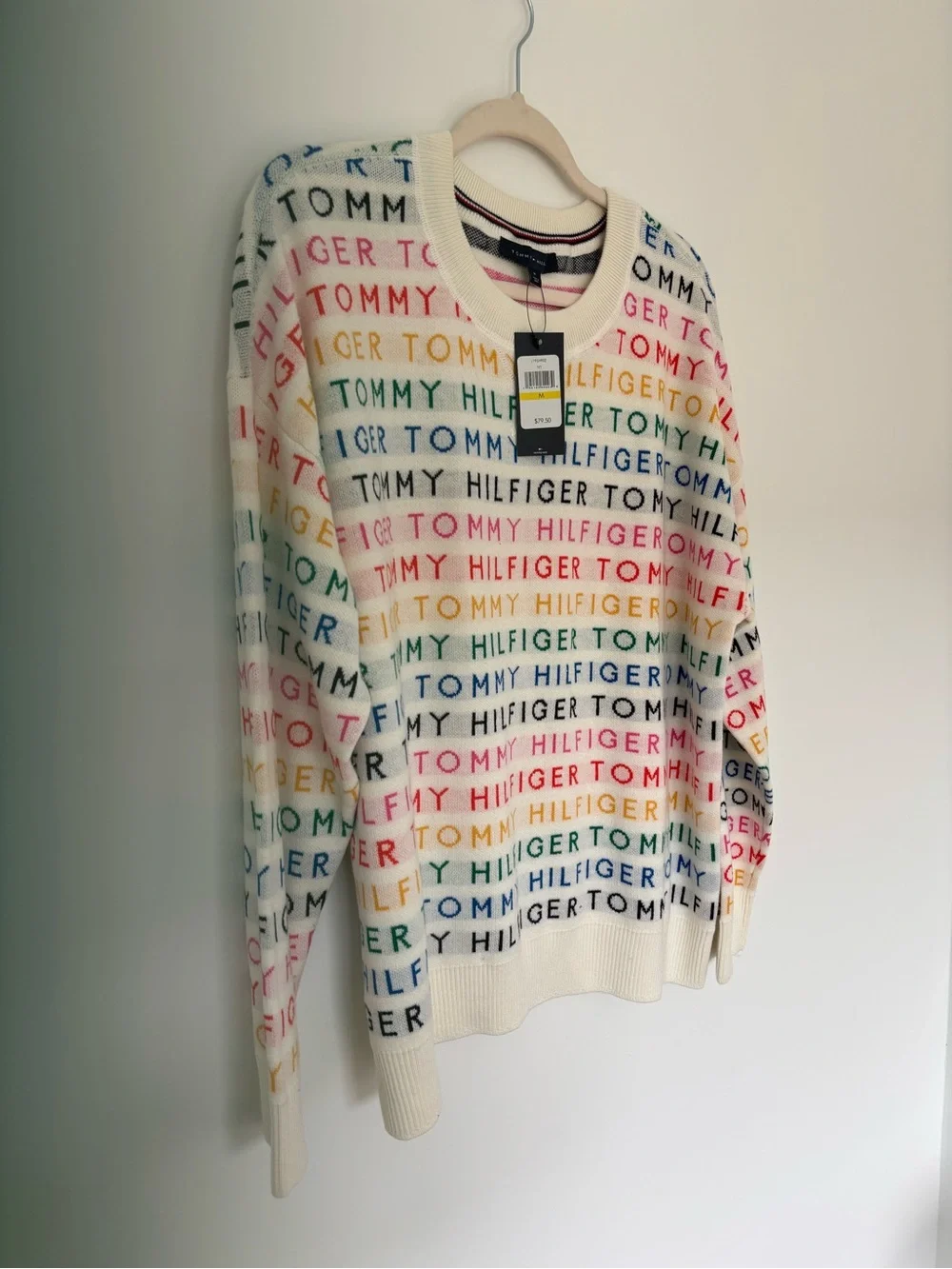 NWT Tommy Hilfiger Pride Rainbow Logo all-over Print Knit Sweater M